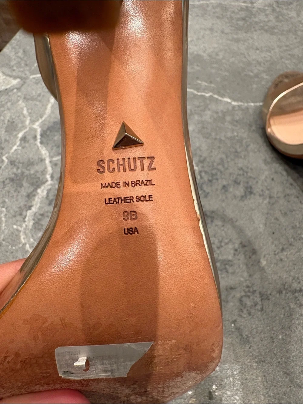 SCHUTZ Metallic Gold Slingback Stiletto Sandals